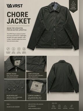 VRST Olive Shadow Chore Jacket - Lightweight Water-Repellent